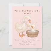 Pink A Silly Goose From Our Shower To Yours Sign Einladung (Rückseite)