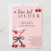 Pink A Tini Bit Older Cherry Martini 30. Geburtsta Einladung (Vorderseite)