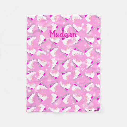 Pink Abbildung Skate Muster Niedlich Kawaii Person Fleecedecke (Vorderseite)