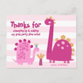 Pink Abschluss Dinosaurs Girl Kawaii Vielen Dank Postkarte (Vorderseite)
