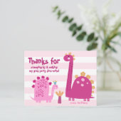 Pink Abschluss Dinosaurs Girl Kawaii Vielen Dank Postkarte (Stehend Vorderseite)