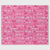 Pink Abschluss Gratulationen Geschenkpapier (Flach)
