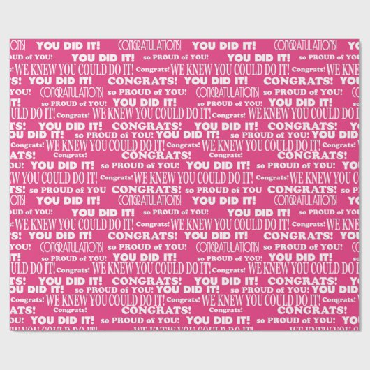 Pink Abschluss Gratulationen Geschenkpapier (Flach)