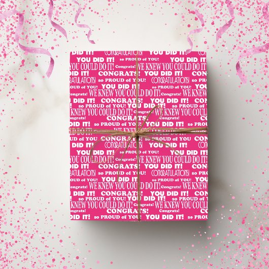 Pink Abschluss Gratulationen Geschenkpapier