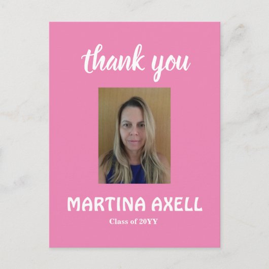 Pink Abschluss Vielen Dank Foto Postkarte (Vorderseite)