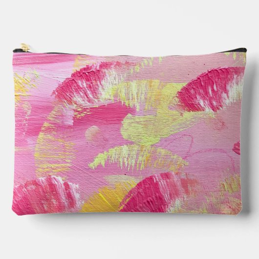 Pink Abstract Art Zipper Pouch or Makeup Bag Zubehörtasche (Vorderseite)