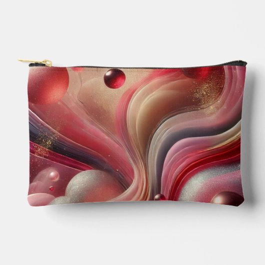 Pink Abstract Design Zippered Pouch Zubehörtasche (Vorderseite)