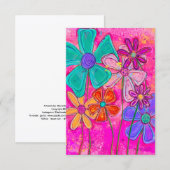 Pink Abstract Flowers Dankeskarte (Vorne/Hinten)