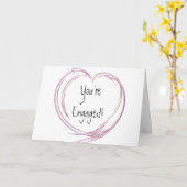 Pink Abstract Heart Engagement Karte (Gelbe Blume)