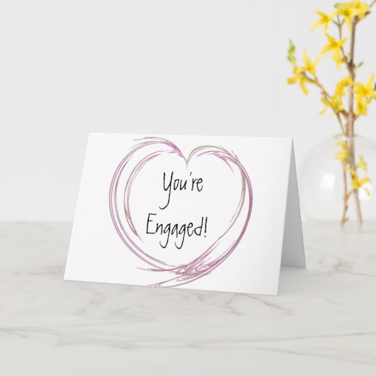 Pink Abstract Heart Engagement Karte (Gelbe Blume)