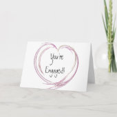 Pink Abstract Heart Engagement Karte (Vorderseite)