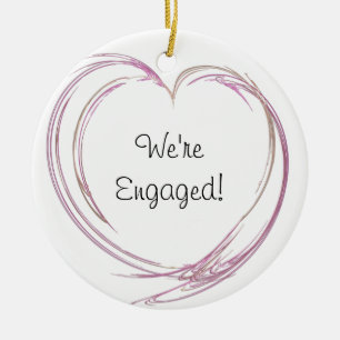 Pink Abstract Heart Engagement Keramik Ornament