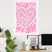 Pink Abstract Hearts Poster (Heimbüro)