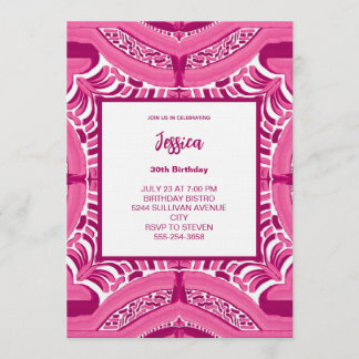 Pink Abstract Pattern Birthday Invitation Einladung