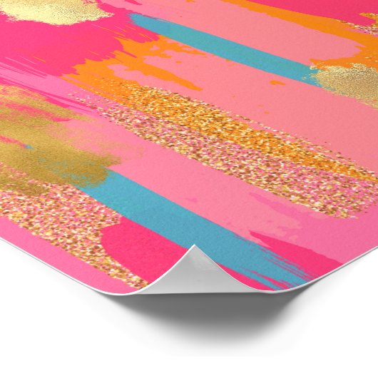 Pink Abstract Preppy Dorm Decor Poster (Ecke)