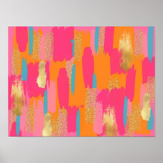 Pink Abstract Preppy Dorm Decor Poster (Vorne)