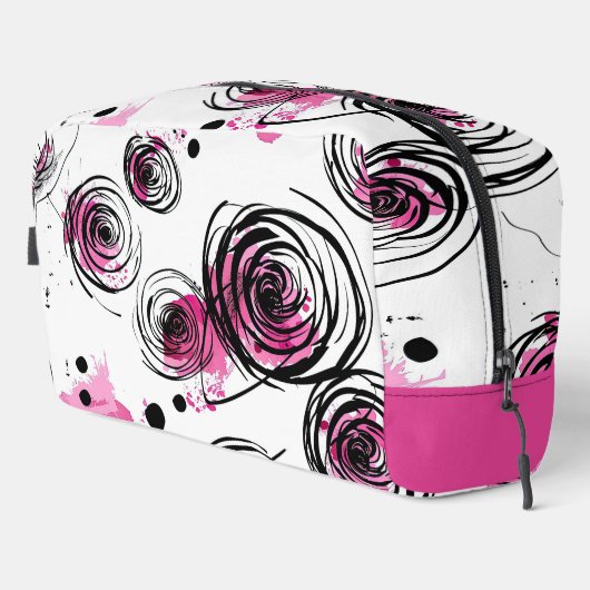 Pink Abstract Rose Swirl Waschbeutel (Rechte Ecke)