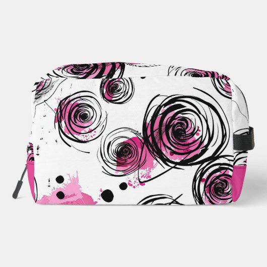 Pink Abstract Rose Swirl Waschbeutel (Rückseite)