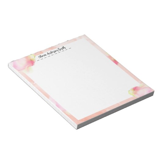Pink Abstract Watercolor Custom Notepad Notizblock (angewinkelt)