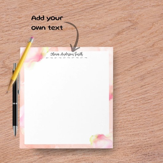 Pink Abstract Watercolor Custom Notepad Notizblock