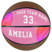 Pink Abstrakt Basketball-Balls Player Name Team Basketball (Vorderseite)