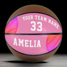 Pink Abstrakt Basketball-Balls Player Name Team