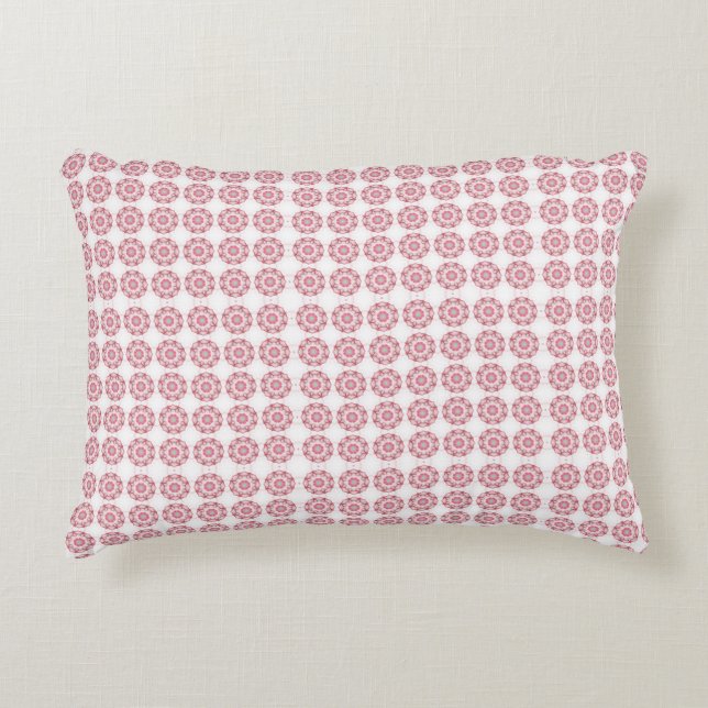 Pink Abstrakt Geometric Octagonal Circle Pattern Dekokissen (Vorderseite)