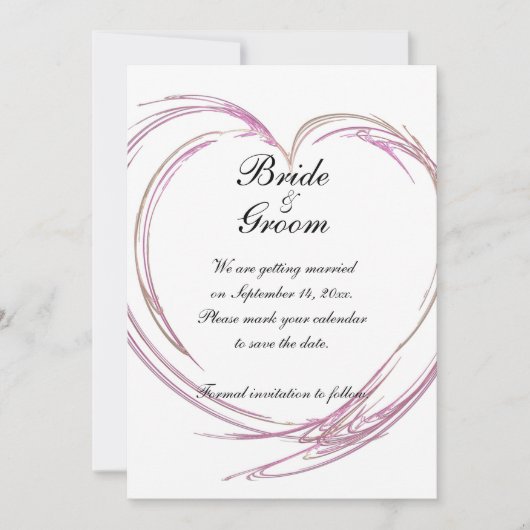 Pink Abstrakt Heart Wedding Save the Date (Vorderseite)