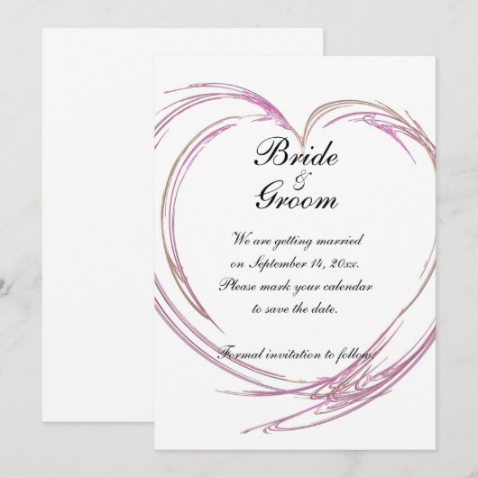 Pink Abstrakt Heart Wedding Save the Date (Vorne/Hinten)