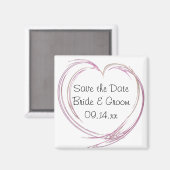 Pink Abstrakt Heart Wedding Save the Date Magnet (Vorderseite/Rückseite)