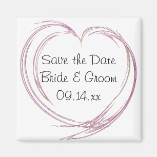 Pink Abstrakt Heart Wedding Save the Date Magnet
