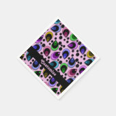 Pink Abstrakt Peacock Feathers Pattern Napkins Serviette (Ecke)