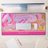 Pink Abstrakt Playful Marmordesign Name Schreibtischunterlage