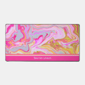 Pink Abstrakt Playful Marmordesign Name Schreibtischunterlage (Vorderseite)