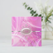 Pink Abstrakt Silver Jewel 21. Elegant Geburtstag Einladung (Stehend Vorderseite)