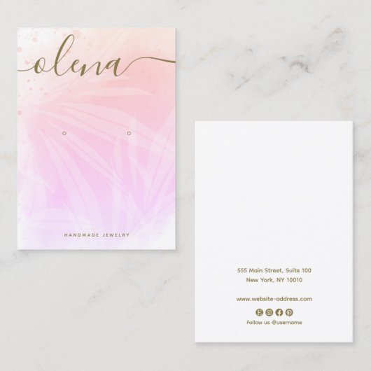 Pink Abstrakte Aquarellschrift Visitenkarte (Vorne/Hinten)