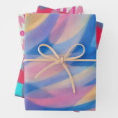 Pink Abstrakte Kunstdruckpapier mit mehrfarbiger F Geschenkpapier Set (Beispiel)