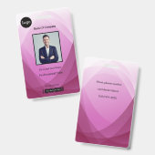 Pink Abstrakte Mitarbeiter-Foto-ID Ausweis (Vorder- & Rückseite)