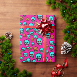 Pink Abstrakter Cartoon Skull Design Wrapper Geschenkpapier