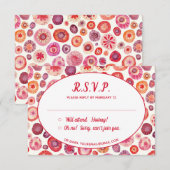 Pink Abstraktes Muster Hochzeit RSVP Begleitkarte (Vorne/Hinten)