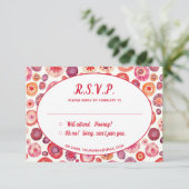 Pink Abstraktes Muster Hochzeit RSVP Begleitkarte (Stehend Vorderseite)