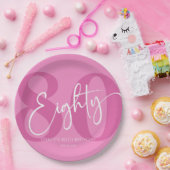 Pink Achtzig 80. Achtzigste Geburtstagsparty Pappteller (Party)