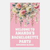 Pink Acrylic Floral Bachelorette Begrüßungszeichen Acrylschild (Vorderseite)