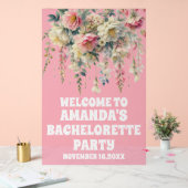 Pink Acrylic Floral Bachelorette Begrüßungszeichen Acrylschild (Hochzeit)