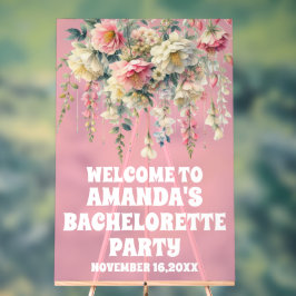 Pink Acrylic Floral Bachelorette Begrüßungszeichen Acrylschild