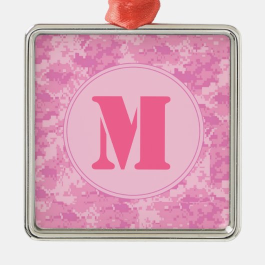 Pink ACU Camouflage Camouflage Monogramm Erstmalig Ornament Aus Metall (Vorne)