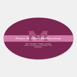 Pink ad Berry Modern Wedding Address L006 Ovaler Aufkleber