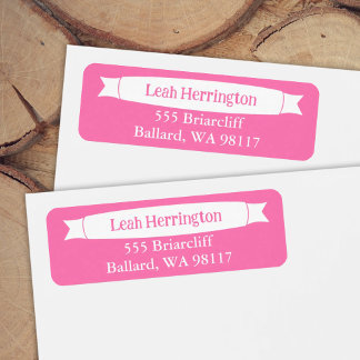 Pink Address Label with Decorative Banner