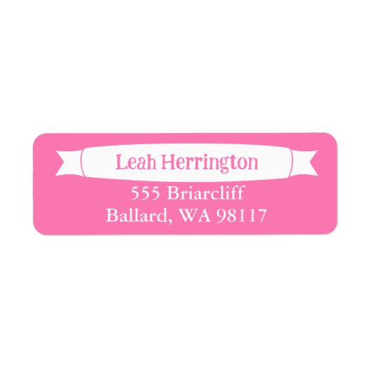 Pink Address Label with Decorative Banner (Vorne)