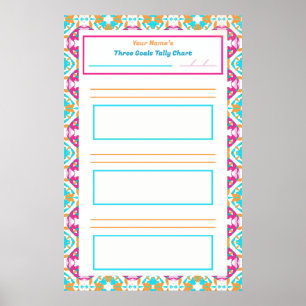 Pink ADHD Girl’s Goal Habit Tracker Chart Download Poster
